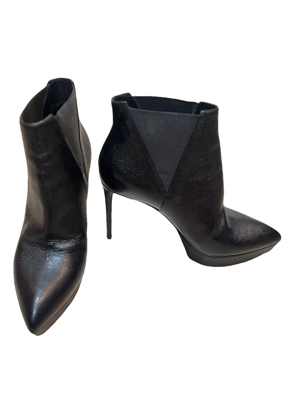 Saint Laurent Black Pointed-Toe Stiletto Ankle Boots
